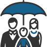 Level Term Plans - blue umbrella over a small family icon